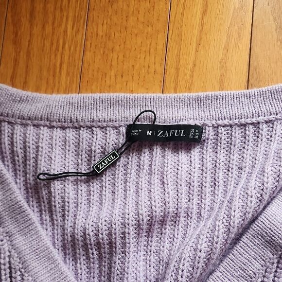 Zaful Purple Cardigan Cozy Knit Sweater - Picture 2 of 4
